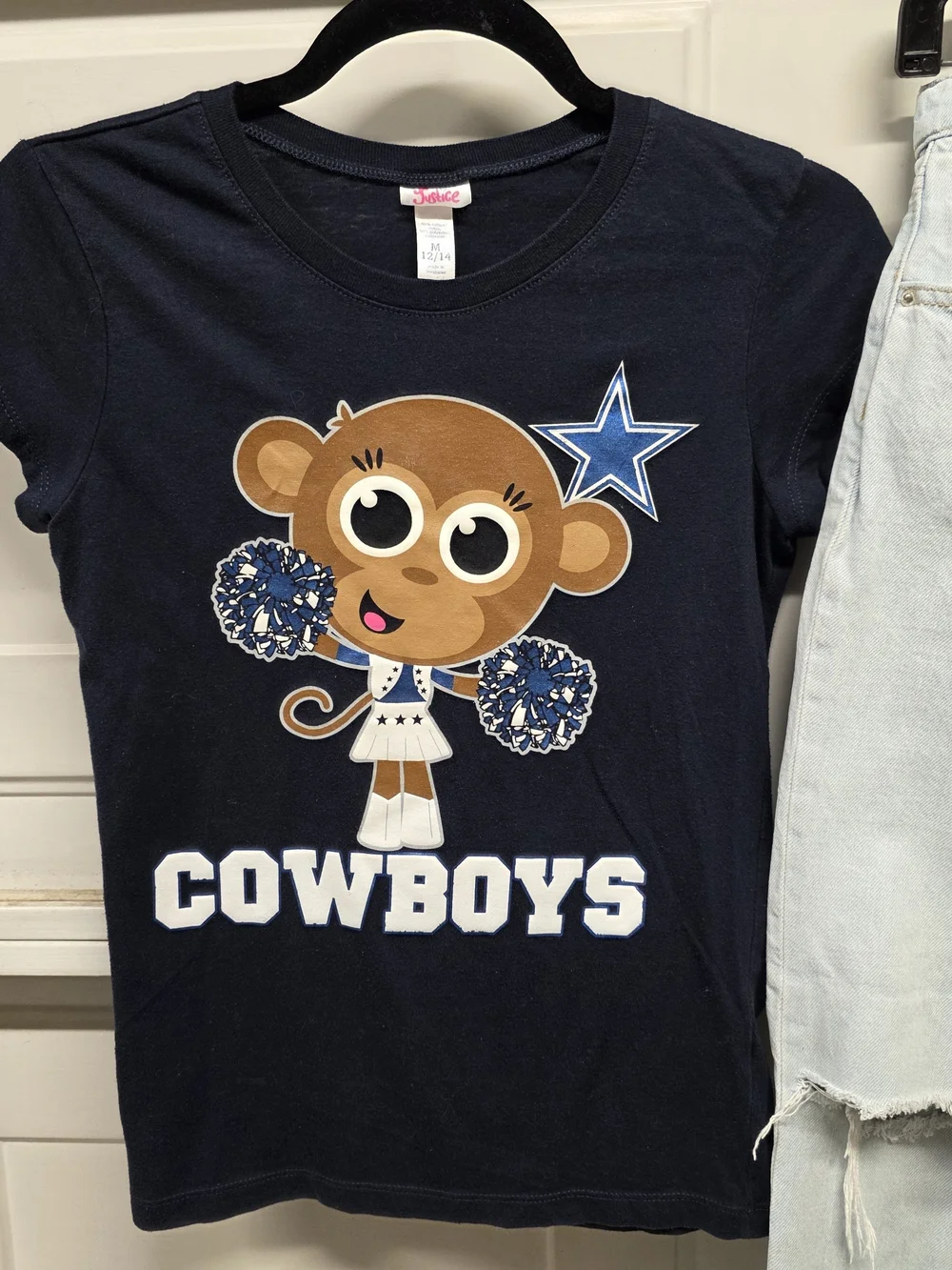 Justice Dallas Cowboys Tee Old Navy High-Rise Slouchy Straight Jeans Girls 12/14